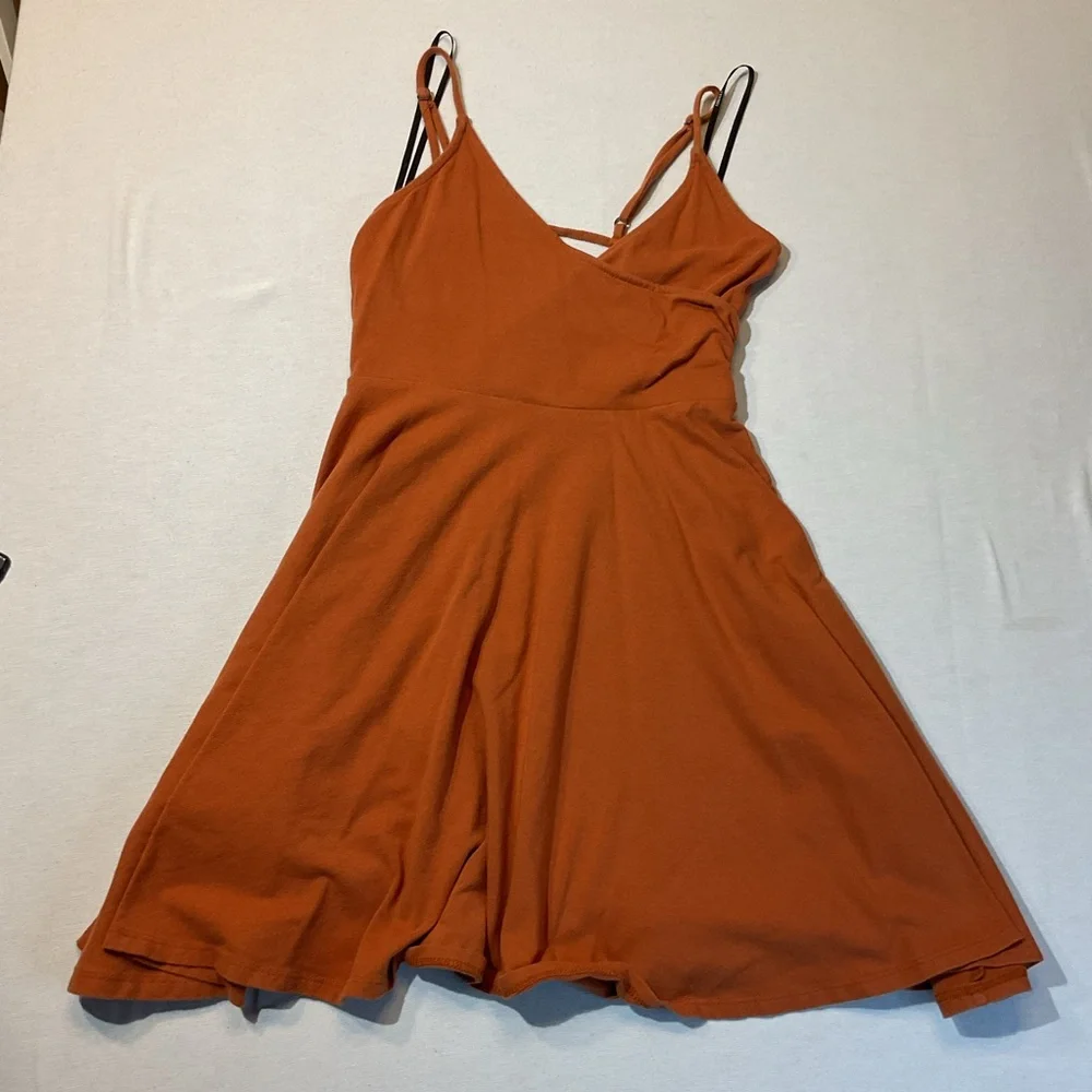 Forever 21 Rust Spagetti Strap Suplice‎ Cutout Skater Dress, Size S Adjustible